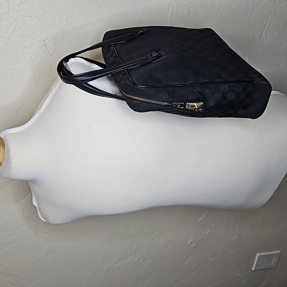 Authentic Gucci Monogram Handbag Tote Black on Black - Picture 12 of 16